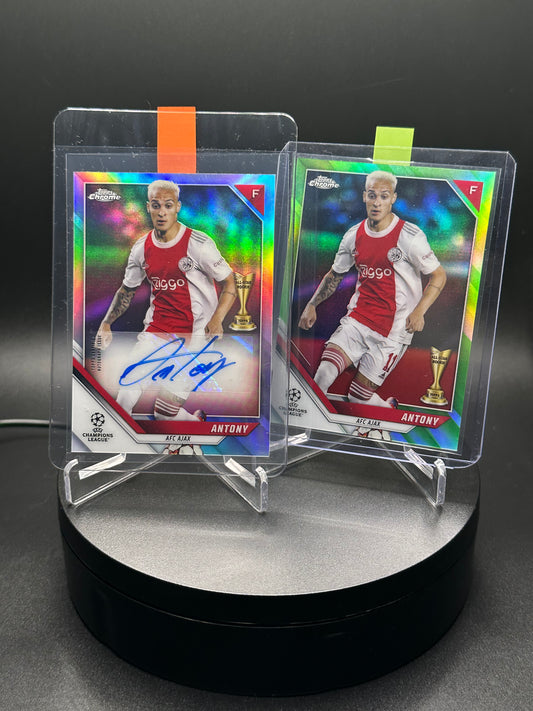 2021-22 Topps Chrome UCL Chrome Auto Antony & Neon Green Refractor /99